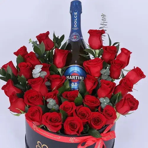 31 Red Roses Bouquet with Sparkling Grape Juice Gift for UAE Celebrations