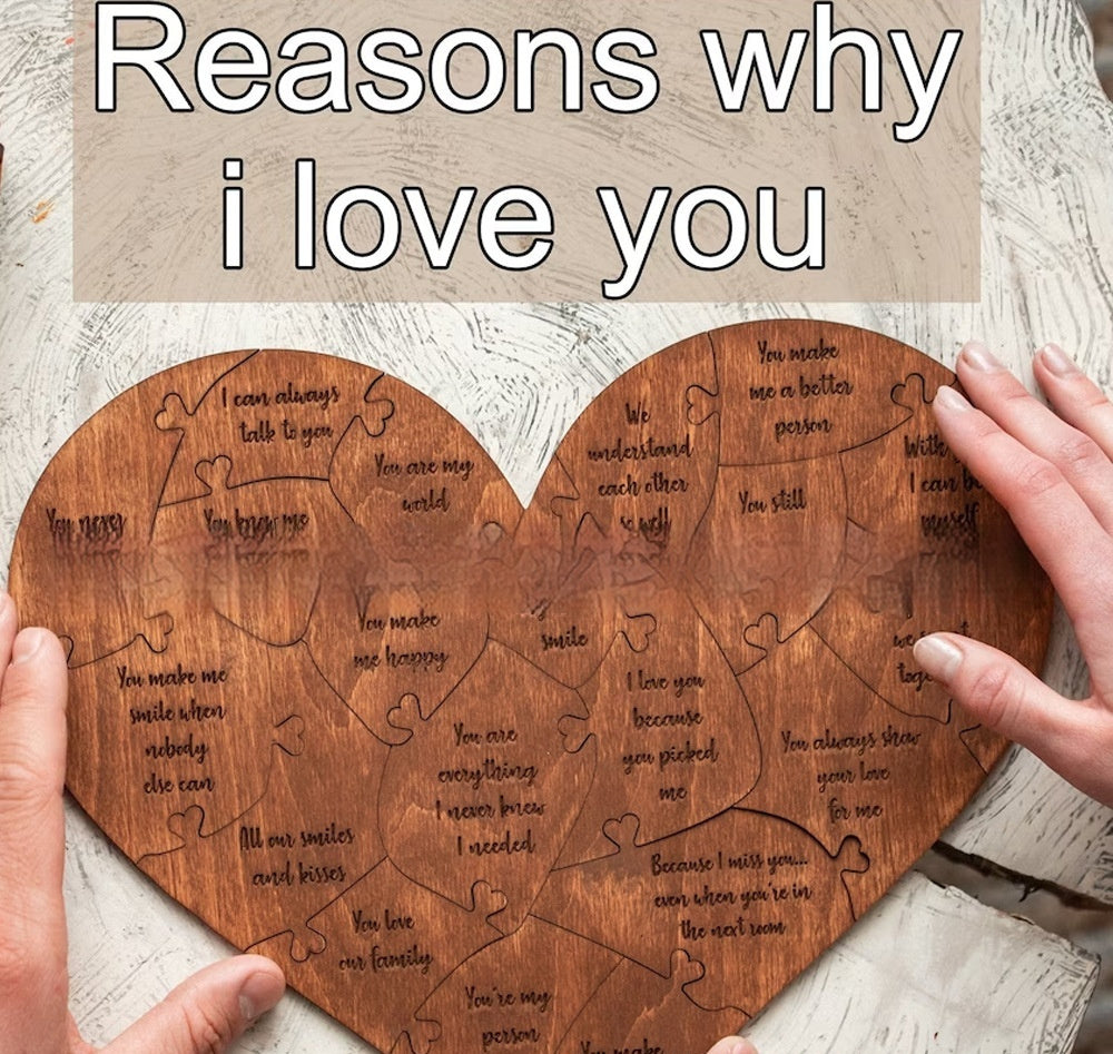 Personalized Wooden Heart Puzzle – Anniversary Gift, Gifts for Him, Gifts for Her, 1st Anniversary, Birthday Gift, Romantic Puzzle