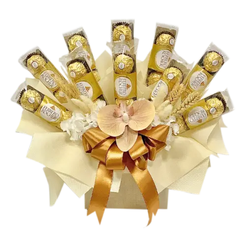 Golden Indulgence: Ferrero Rocher Chocolate Bouquet | giftshop.ae