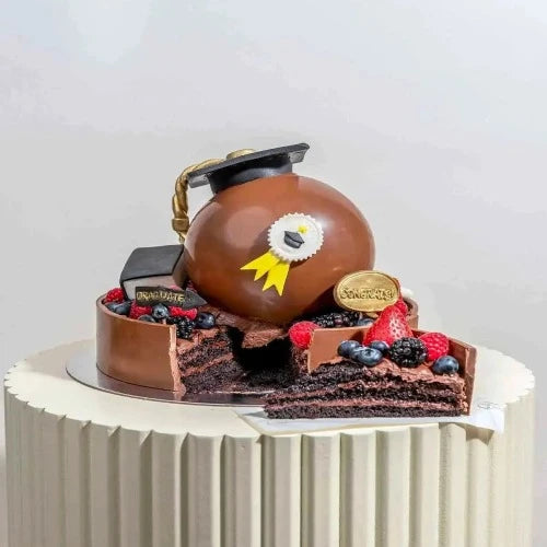 Graduation Chocolate Cake with Fresh Fruits