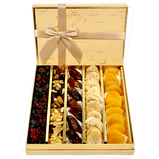 "Ramadan Nourishment" Box: Cellophane-wrapped box overflowing with raisins, cranberries, mixed nuts, dates, figs, and apricots.