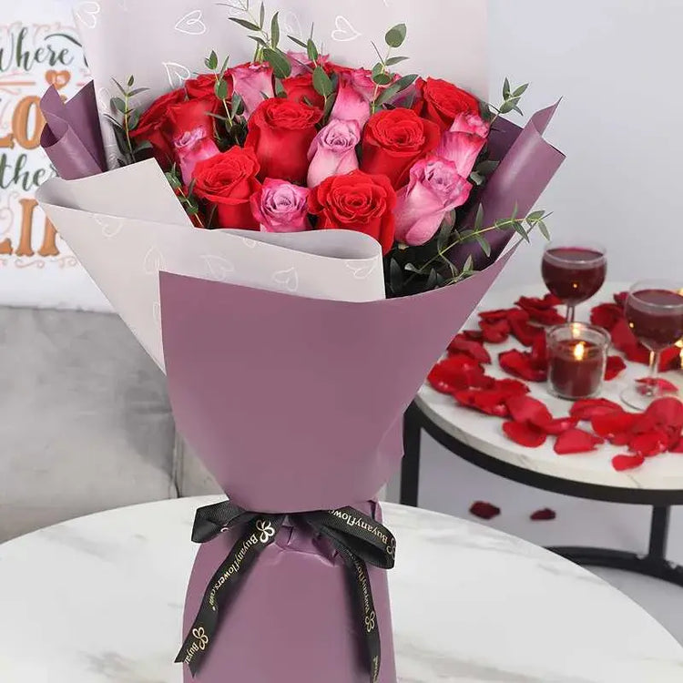 Enchanted Love: Red & Purple Roses Symphony