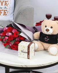 Enchanted Love: Roses, Chocolates & Teddy Bear