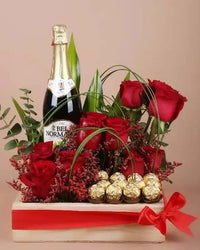 Celebrate in Style: Unveiling Festive Delight - Roses, Chocolates & Sparkling Surprise