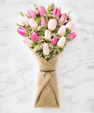 Tri-Tone Delight: Vibrant Tulip Bouquet