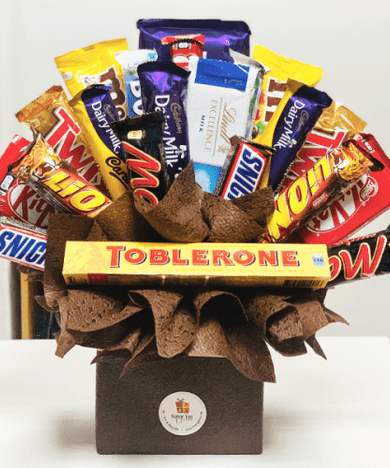 Irresistible Sweet Candy Bouquet with Assorted Chocolate Bars | GiftShop.ae
