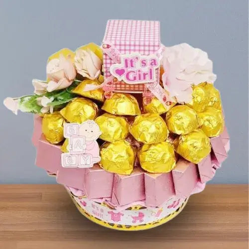Baby Gifts Arrangement with Belgian Chocolates