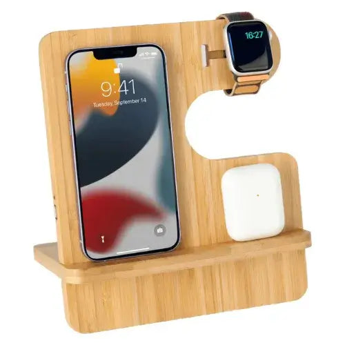 Sustainable bamboo charging dock - unique gift idea in Dubai, UAE
