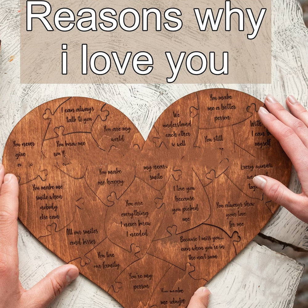 Personalized Wooden Heart Puzzle – Anniversary Gift, Gifts for Him, Gifts for Her, 1st Anniversary, Birthday Gift, Romantic Puzzle