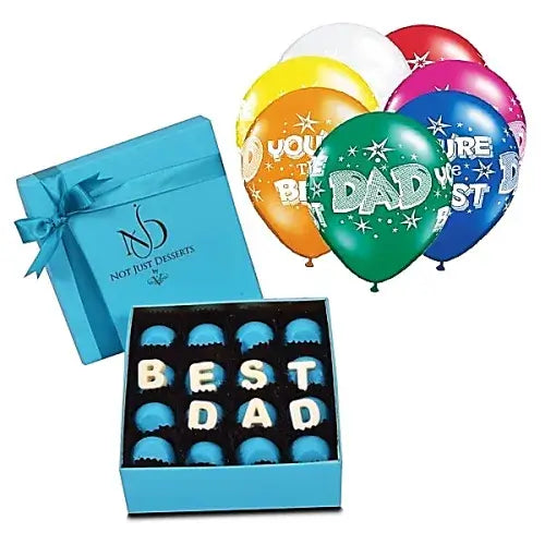 Gift box for father with Belgian chocolates and balloons in UAE