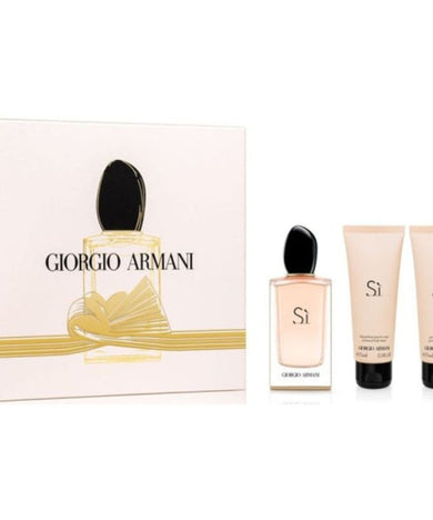  Giorgio Armani Si Set: 100ml EDP bottle, 75ml BL & SG bottles, elegant box