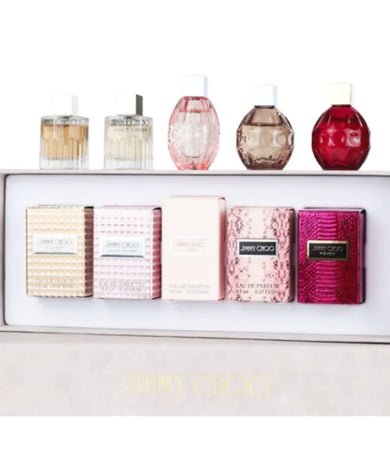 Jimmy Choo (W) Mini Perfume Set: 5 elegant vials, Jimmy Choo logo