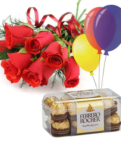 Lovable Combo of Red Roses and Chocolates