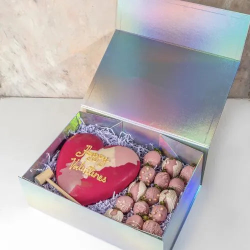 Luxury chocolate gift box in Dubai UAE with smash heart and truffles