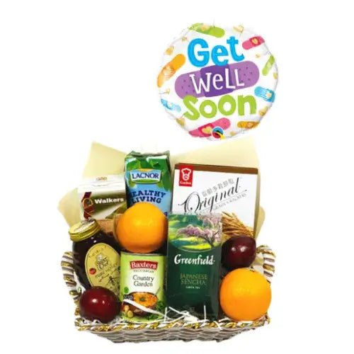 Recovery gift basket with healthy snacks and fruits UAE