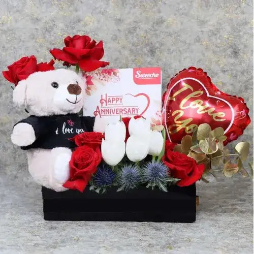 Premium Anniversary Gifts with Chocolates, Flowers, and Teddy Bear in Dubai, Abu Dhabiand Across UAE