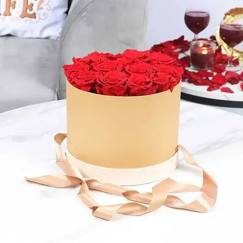 13 preserved red roses in a designer box for lasting love (UAE delivery)