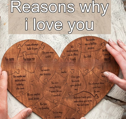 Personalized Wooden Heart Puzzle – Anniversary Gift, Gifts for Him, Gifts for Her, 1st Anniversary, Birthday Gift, Romantic Puzzle