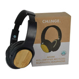 ADORF Eco-Friendly Bluetooth Headphones made with recycled materials and sustainable bamboo. Over-ear design for comfort. Perfect eco-gift in Dubai, UAE.