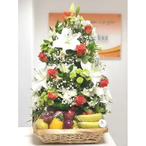 Season's Harvest: Fruit & Flower Basket (2.6kg) - Celebrate with Freshness!