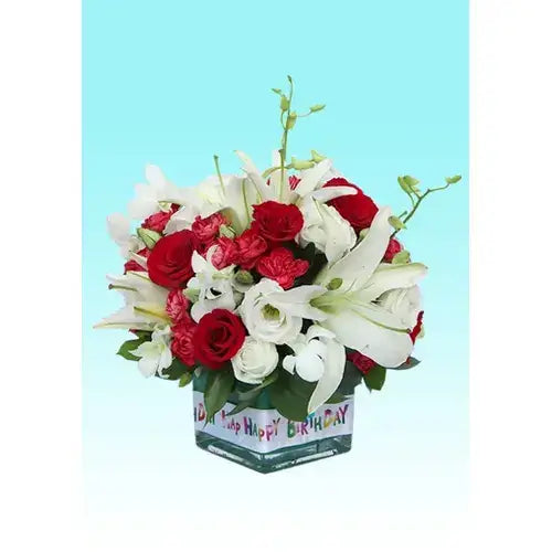 Birthday flower bouquet with a mix of colorful, seasonal blooms (Birthday Flowers Dubai - giftshop.ae).