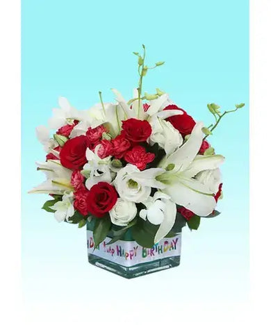 Birthday flower bouquet with a mix of colorful, seasonal blooms (Birthday Flowers Dubai - giftshop.ae).