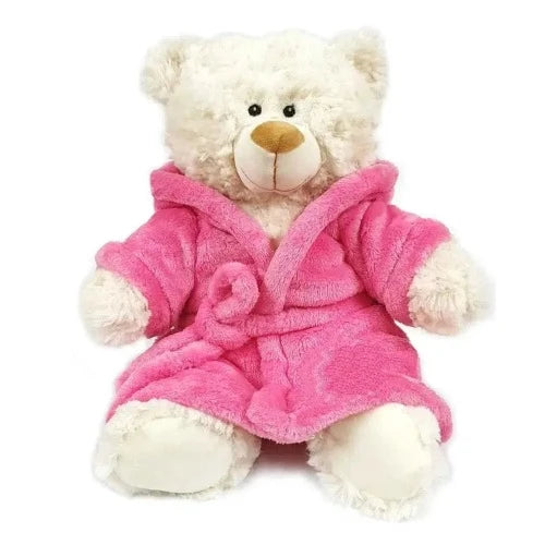 Cream Bear with Soft Velour Bathrobe - 38cm