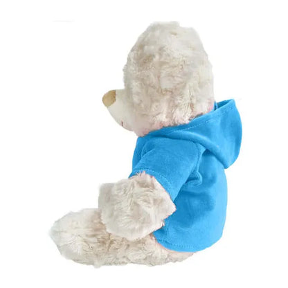 Cream-colored teddy bear wearing a blue velour hoodie (Cuddly Bear Dubai - giftshop.ae)