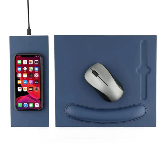 Black DOBERAN wireless charger mouse pad with detachable charging pad and built-in ergonomic wrist rest. Perfect ergonomic and functional gift in Dubai, UAE.