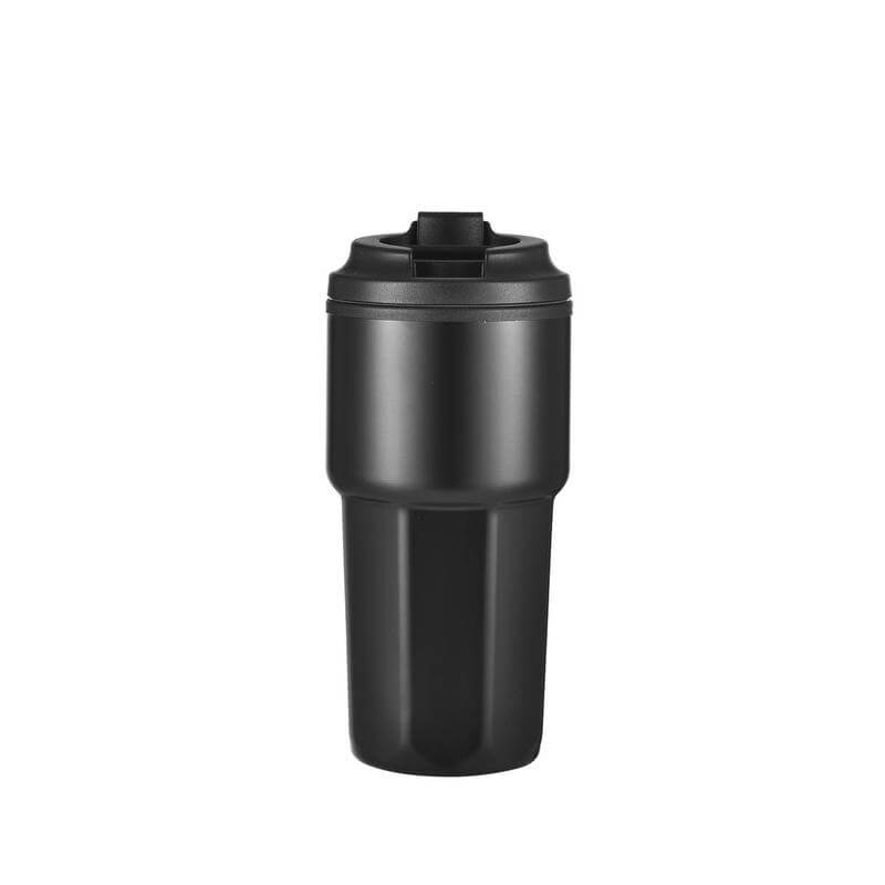 "Kavala: Durable & Stylish Travel Mug": Showcase the travel mug in a sleek and professional setting, highlighting its design and size