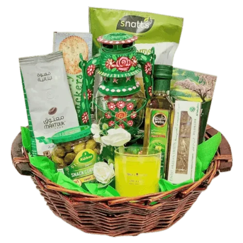 Festive Eid Gift Hamper filled with gourmet treats and a scented candle