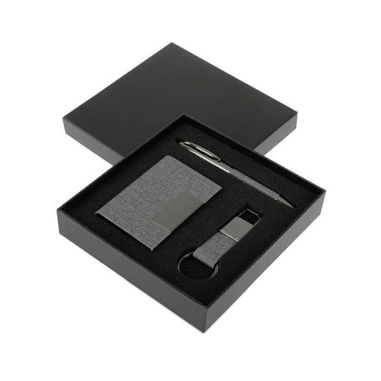 Elegant SILVAN Corporate Gift Set with Card Holder, Key Chain, and Pen