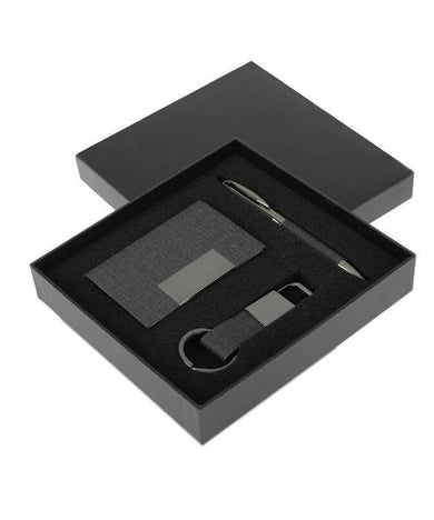 Elegant SILVAN Corporate Gift Set with Card Holder, Key Chain, and Pen