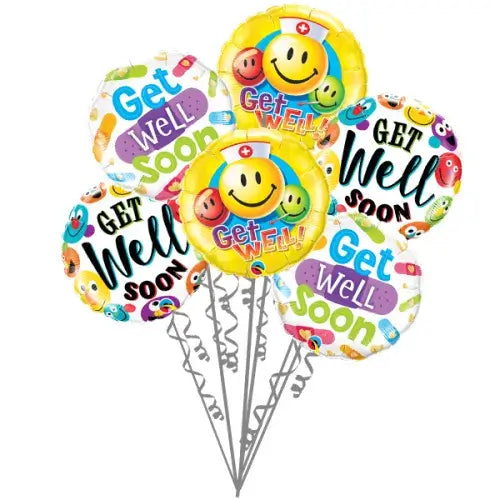 Get Well Soon balloon bouquet with bright messages to lift someone's spirits (UAE).