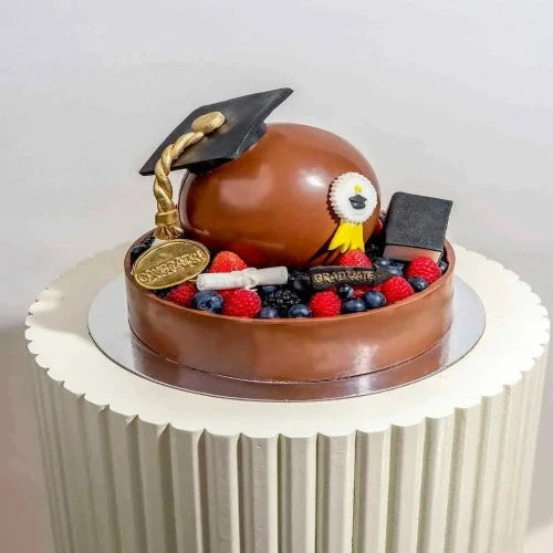 Graduation Chocolate Cake with Fresh Fruits