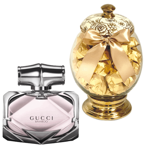 Gucci Perfume and Belgian Chocolates Vase