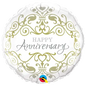 Large, 18-inch foil balloon with "Happy Anniversary" message (Anniversary Decorations Dubai - giftshop.ae).