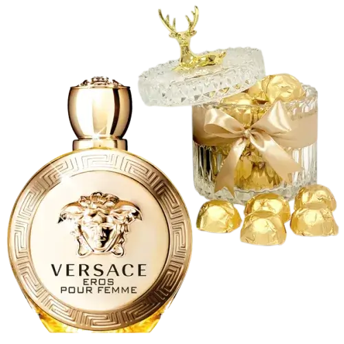 Versace Eros perfume & Belgian chocolates gift set. Perfect for gifting in Dubai, UAE.