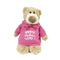 Pink Hooded Mascot Bear Holding Happy Mother's Day Message
