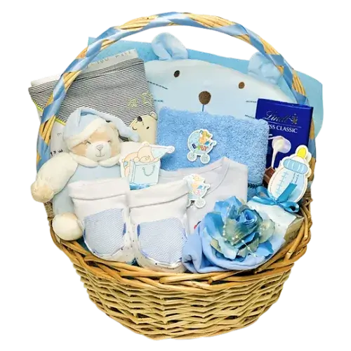 New Baby Gift Hamper with chocolates and toys in Dubai, UAE.