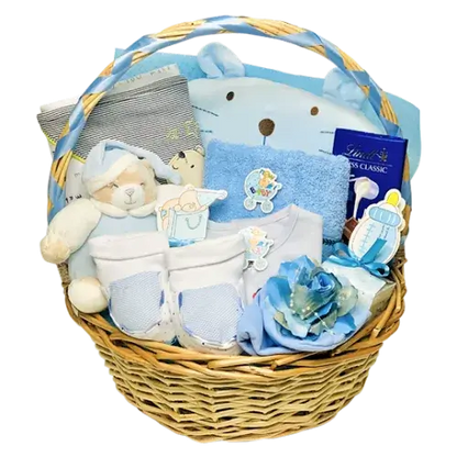 New Baby Gift Hamper with chocolates and toys in Dubai, UAE.