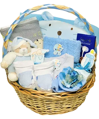 New Baby Gift Hamper with chocolates and toys in Dubai, UAE.