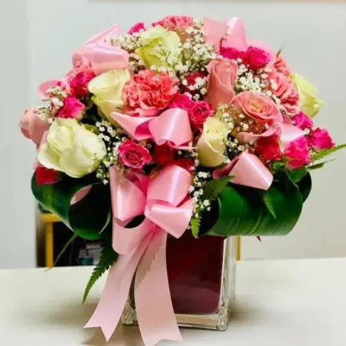 Pink & White Rose Bouquet (Romantic Gift Dubai)