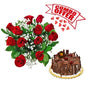 Red roses & Black Forest cake gift combo 