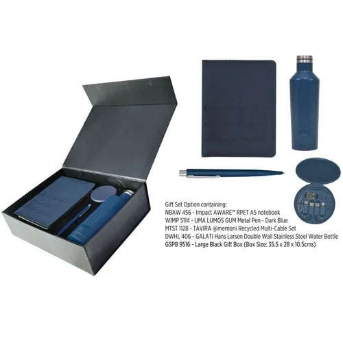 Something Blue Gift Set - Notebook, Pen, Multi Cable, Stainless Bottle