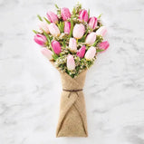 Tri-Tone Delight: Vibrant Tulip Bouquet