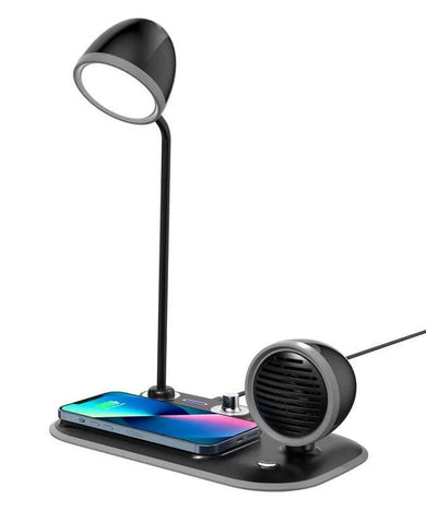 3-in-1 wireless charger lamp with speaker. Perfect for office or home in Dubai.