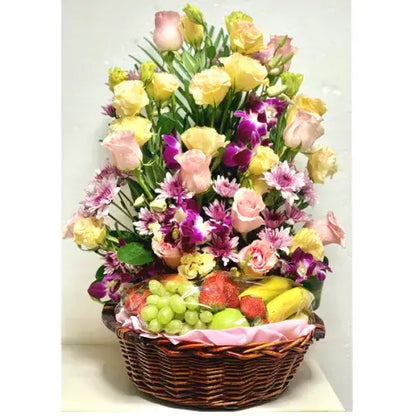 Deluxe Fruit and Flower Basket for Newborn Baby Girl | Gift Delivery in UAE