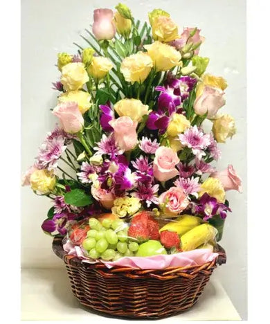 Deluxe Fruit and Flower Basket for Newborn Baby Girl | Gift Delivery in UAE