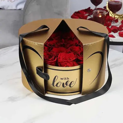 13 preserved red roses in a luxurious golden box (UAE delivery)